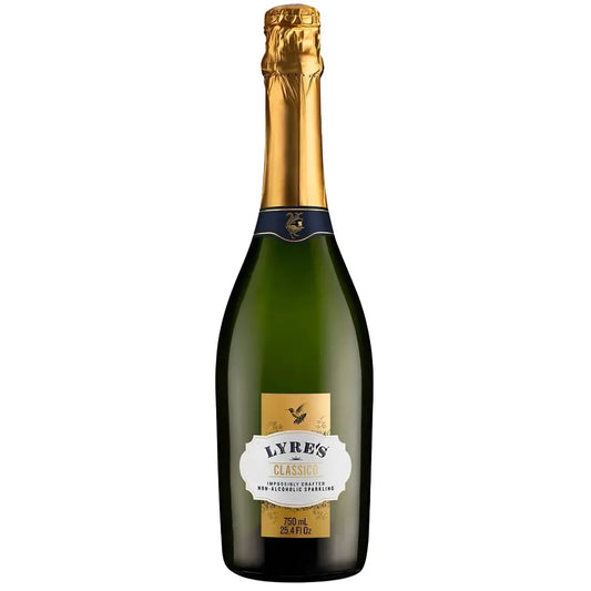 Bottle of Lyre's Classic non-alcoholic sparkling wine on a white background