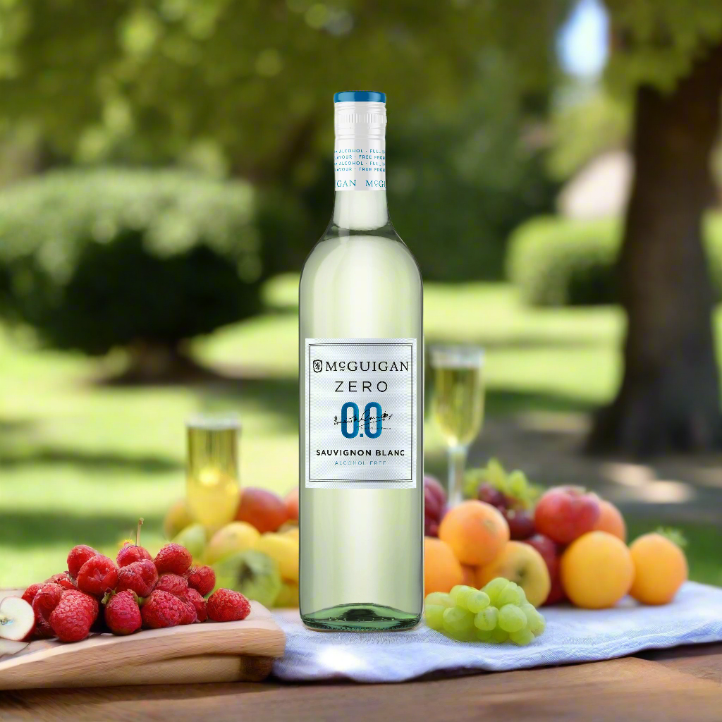 Outdoor Picnic with Fresh Fruit and Light Snacks
A serene garden picnic scene with a bottle of McGuigan Zero surrounded by fresh fruits, light salads, and a cool breeze. Soft sunlight filters through trees, creating an inviting, healthy atmosphereāperfect for emphasizing the wineās crisp, light qualities.