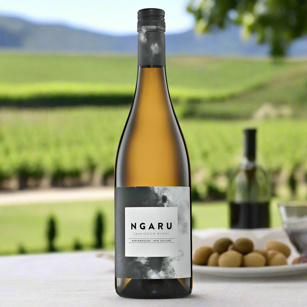Ngaru Sauvignon Blanc on vineyard terrace with olives