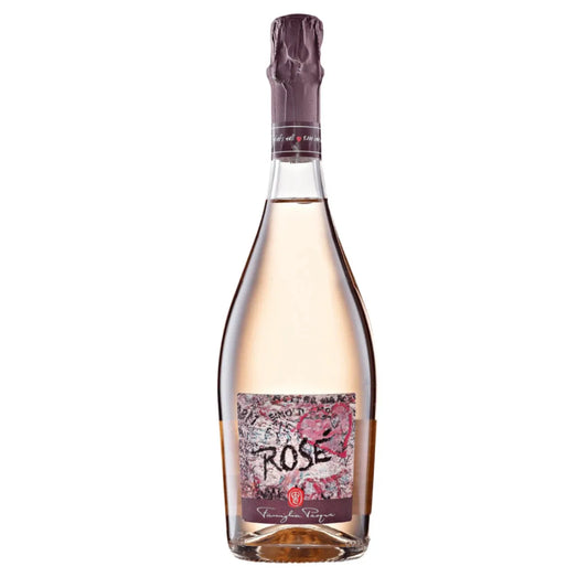 Bottle of Pasqua 'Romeo & Juliet' Prosecco DOC Rosé wine with a label on a white background