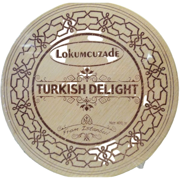 Lokumcuzeade Turkish Delight packaging with decorative text and design.
