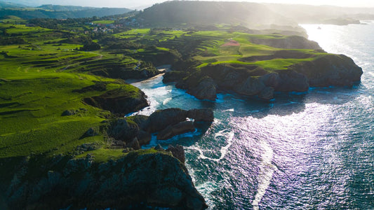 Dramatic aerial view of the Atlantic coastline in Asturias, northern Spain