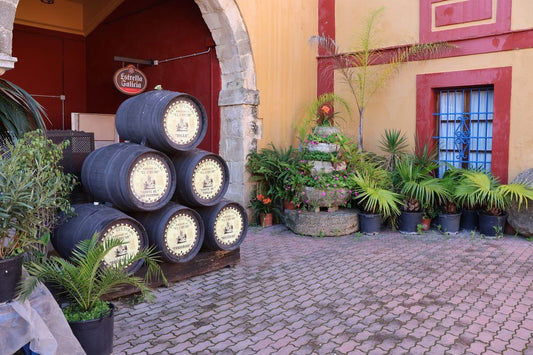 Wine barrels aging in an Andalusian bodega, El Puerto de Santa María
