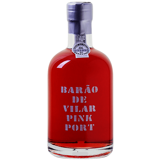 Bottle of Barão de Vilar Pink Port on a white background