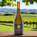 Irene Morales Oaked Chardonnay bottle in a Chilean vineyard