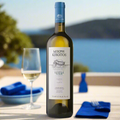 Little Ark Malagousia & Assyrtiko Greek white wine on sunlit terrace