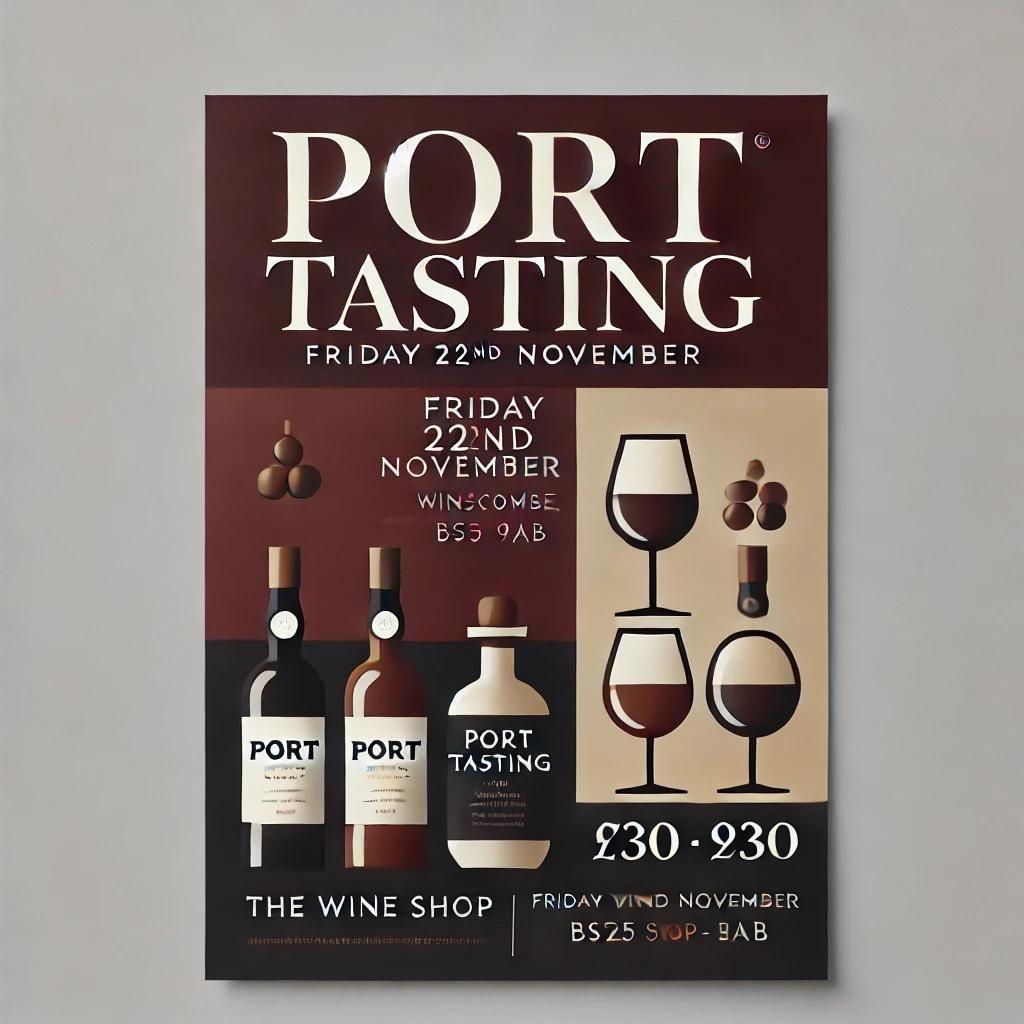 Port Tasting - Friday 22nd November  7-9 pm