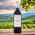 Bottle of San Giorgio Montepulciano d’Abruzzo with vineyard backdrop and warm golden light.