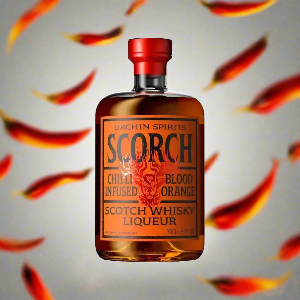 Scorch Scotch Whisky Liqueur with chilli and citrus burst effect.