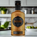 Cazcabel Tequila Añejo bottle on marble counter with lime, salt and cactus in modern kitchen