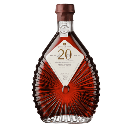 Bottle of Porto wine with a decorative design on a white background