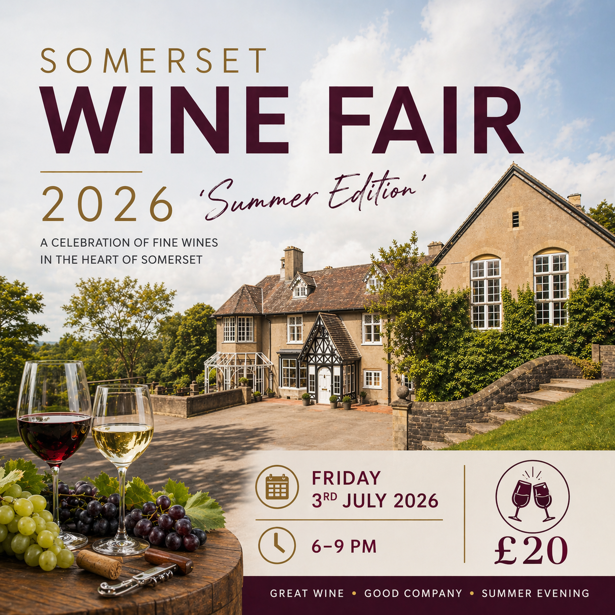 Somerset Wine Fair 2026 'Summer Edition' - Friday 3rd July 6-9 pm
