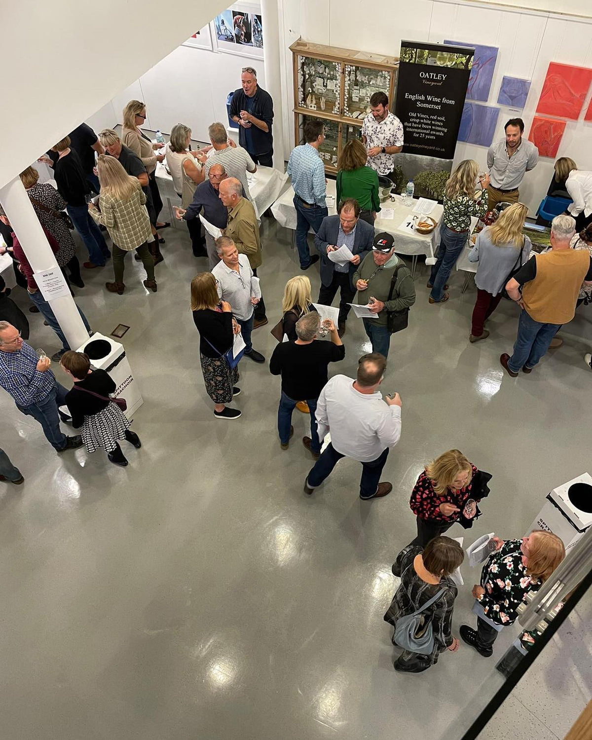 Guests tasting at the tables at Sidcot Arts Centre